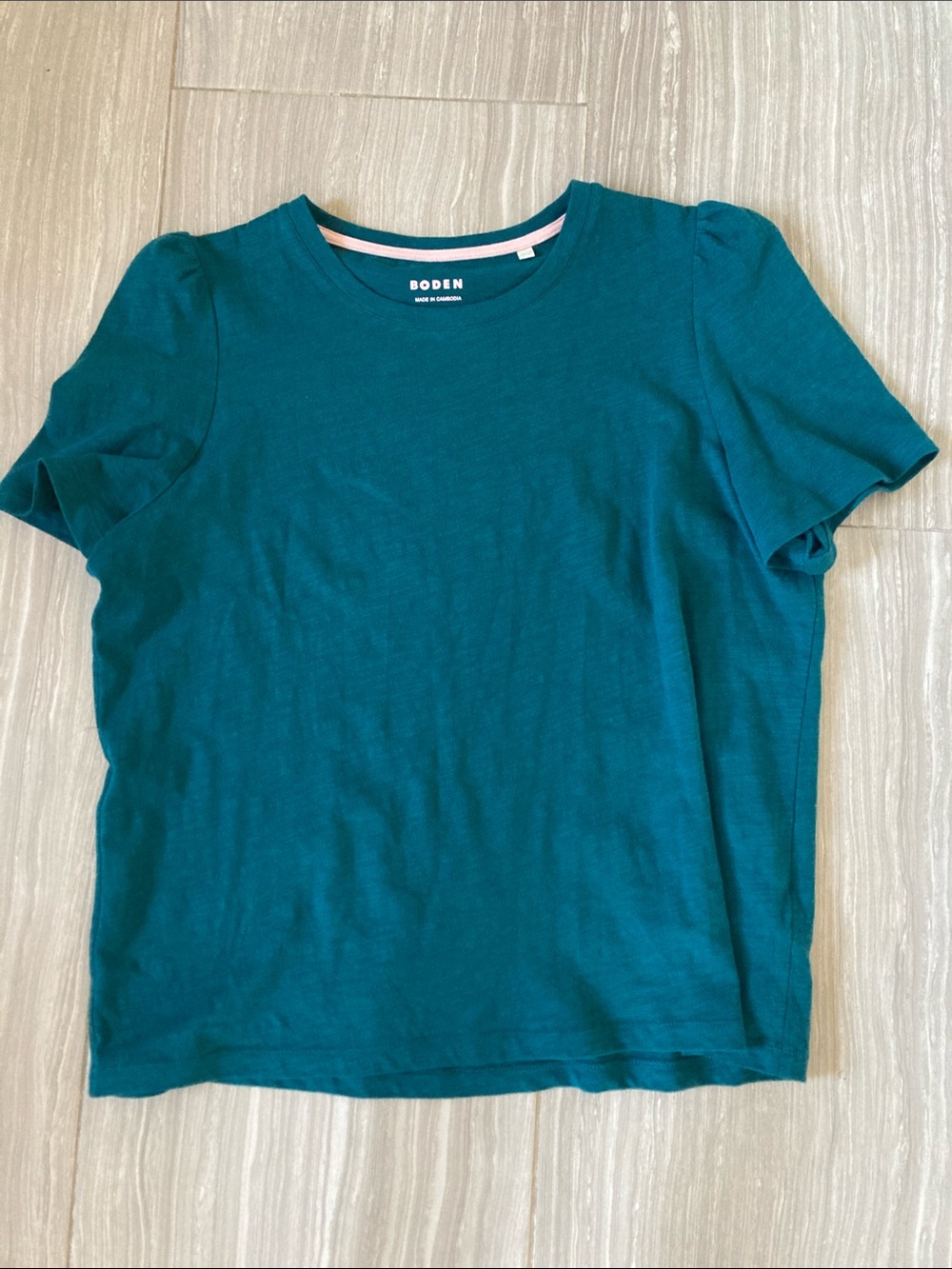 Boden puffed sleeve tee shirt cotton slub